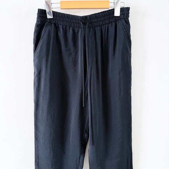 ZARA Black Drawstring Pants Relaxed Fit Cropped Minimalist Casual Size S - Picture 3 of 10